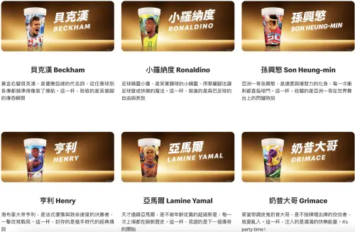 ▲麥當勞球星杯款式一圖看懂。（圖／翻攝自麥當勞官網）
