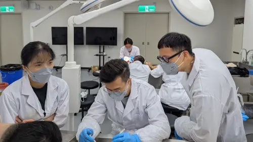 ▲中山大學學士後醫學系學生在位於高雄長庚大學解剖教室進行解剖實作，在教師指導下精進人體解剖知識與臨床教育。（圖／高雄長庚提供）
