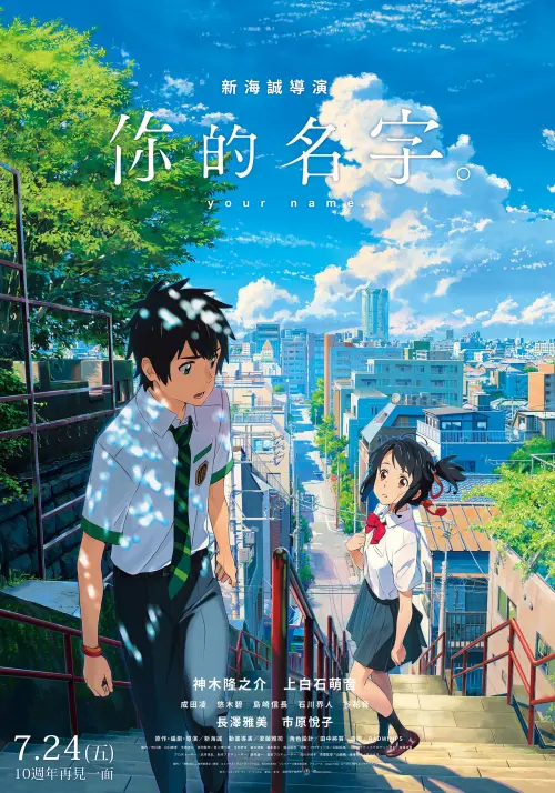 ▲《你的名字。》推出10週年「相逢版」海報，瀧與三葉再次擦肩而過，呼應電影跨越命運的動人故事。（圖／車庫娛樂）