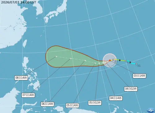 ▲巴威生成位置較遠，加上當地海溫高、環境條件有利，因此短短24小時內就增強為中颱。（圖／翻攝自中央氣象署）