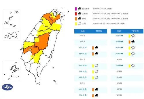 快訊／下班注意暴雨！氣象署：12縣市豪雨特報　新北、桃園大雷雨