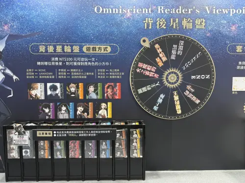 ▲參加背後星輪盤小遊戲，可得到對應角色的小方巾。（圖／記者張家瑋攝）