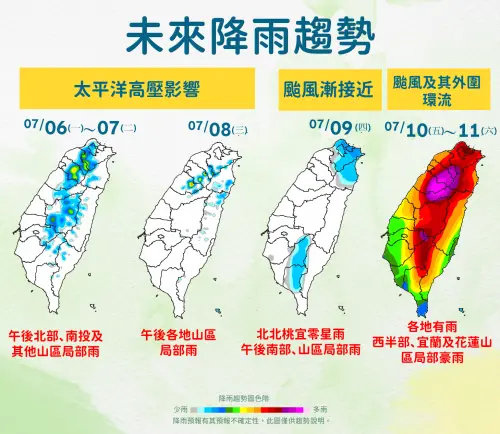 不登陸也會有豪雨！氣象署：巴威颱風7/10最靠近　北台灣整片發紫