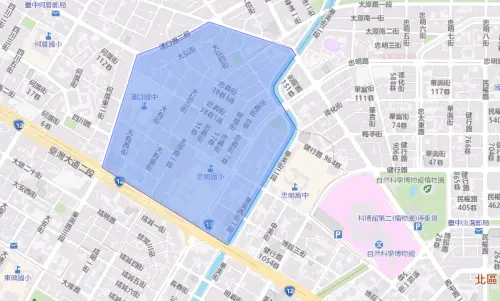 ▲台中市西區、西屯區7月6日停水影響範圍。（圖／自來水公司）