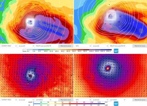 ▲ECMWF最新預測：路徑偏西　直撲宜蘭花蓮（圖／截自weatherzone）