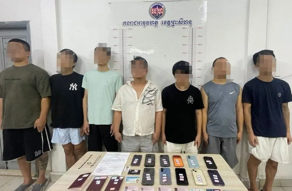 ▲柬埔寨執法單位逮捕到1名台灣人以及6名中國人的詐騙集團。（圖／翻攝自柬中時報）