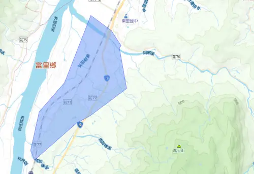 ▲花蓮縣富里鄉7月9日停水範圍。（圖／自來水公司water.gov.tw）