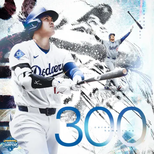 ▲相較於MLB官方充滿「魔王感」的紅黑色調海報，道奇隊官方SNS發布的祝賀圖則是以白色為基底。（圖／取自洛杉磯道奇 X）