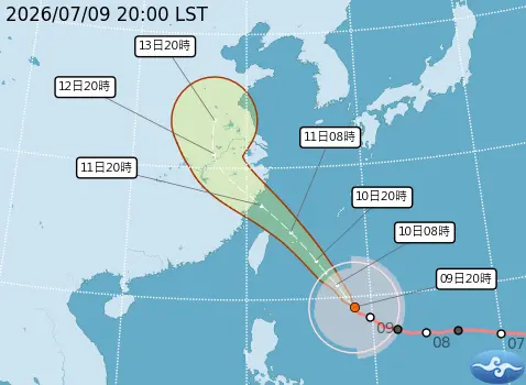 ▲巴威颱風路徑，最大機率還是從北部近海通過，颱風暴風圈預估周五傍晚至晚上，會接觸台灣本島陸地。（圖／中央氣象署cwa.gov.tw）