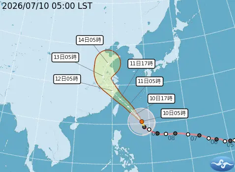 ▲中度颱風巴威7月10日上午5時路徑潛勢預報。（圖／中央氣象署cwa.gov.tw）