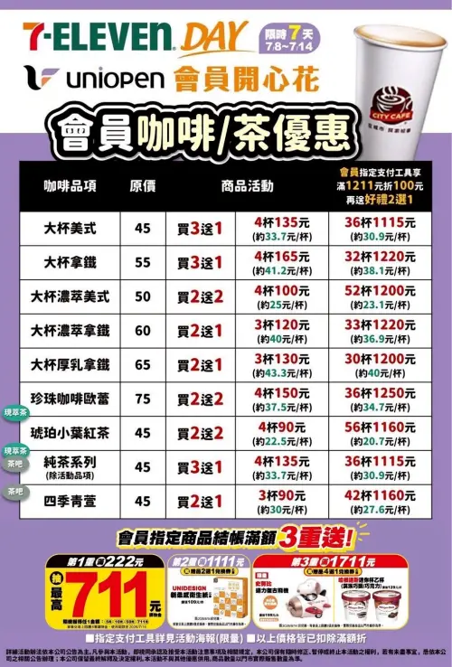 ▲7-11歡慶吉祥物「OPEN將」生日，咖啡比買一送一更便宜。（圖／7-11提供）
