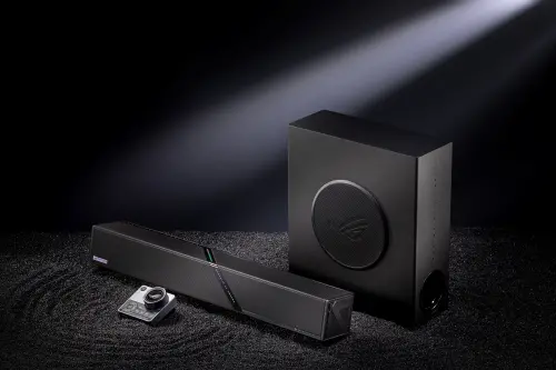 ▲全新ROG Gjallar電競Soundbar，支援競賽級2.1.2 Dolby Atmos環繞音效，玩家透過出色的戰術音訊，即可於戰局中秒速聽聲辨位。