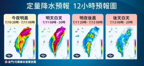▲巴威颱風影響，今天全台有雨，尤其是「北部、中部山區、東北部山區」會有豪雨等級以上的降雨。（圖／中央氣象署cwa.gov.tw）