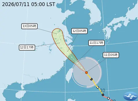 ▲巴威颱風路徑將從北部近海通過，颱風暴風圈周六凌晨已經接觸台灣本島陸地。（圖／中央氣象署cwa.gov.tw）