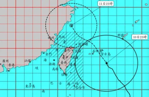 ▲氣象署路徑預估中，今天中午、下午接近東北部外海時畫出了一段較為往西轉折的變化，可能因為地形作用產生影響，可以午後再觀察看看。（圖/中央氣象署cwa.gov.tw）