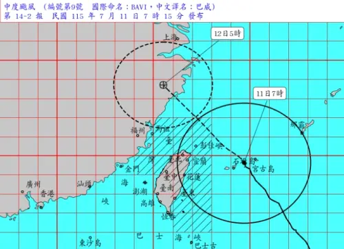 ▲氣象署最新陸警範圍14縣市入列，包括中部以北縣市、宜蘭、花蓮等。（圖／中央氣象署cwa.gov.tw）