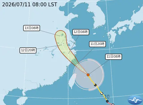 ▲巴威颱風路徑將從北部近海通過，颱風暴風圈周六凌晨已經接觸台灣本島陸地。（圖／中央氣象署cwa.gov.tw）