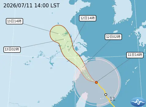 ▲巴威颱風路徑今天從北部近海通過，未來將加速往中國大陸移動。（圖／中央氣象署cwa.gov.tw）