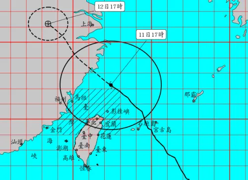 ▲巴威颱風持續朝西北向中國靠近，台灣各地風雨將在今天深夜後逐漸趨緩，明晨有望解除警報。（圖／中央氣象署cwa.gov.tw）