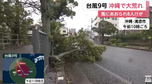 影／巴威狂炸沖繩！男遭鐵招牌砸頭噴血　14人掛彩停電逼近3萬戶