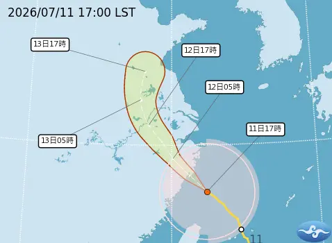 ▲巴威颱風路徑今天從北部近海通過，未來將加速往中國大陸移動。（圖／中央氣象署cwa.gov.tw）