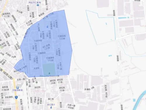 ▲高雄市岡山區7月13日停水範圍。（圖／自來水公司water.gov.tw）