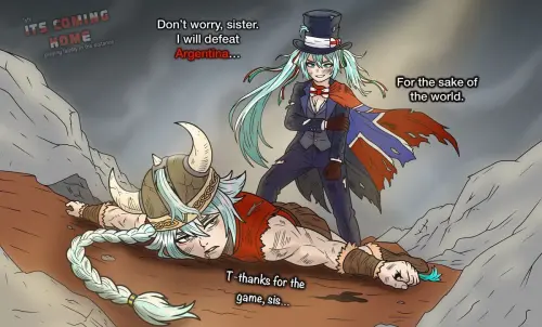 ▲英格蘭初音擊敗挪威初音後，向阿根廷初音宣戰，「初音監護權」隨世界盃淘汰賽持續轉移。（圖／翻攝自＠LilySuccs）