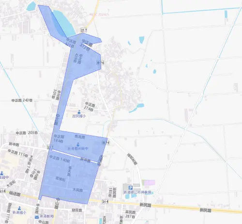 ▲嘉義縣新港鄉7月14日停水範圍。（圖／自來水公司water.gov.tw）