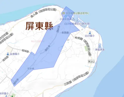 ▲屏東縣琉球鄉7月14日停水範圍。（圖／自來水公司water.gov.tw）