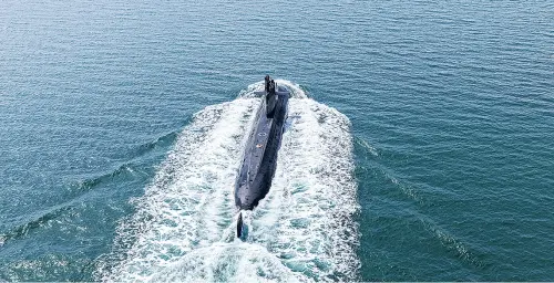 A Chinese submarine takes part in a training exercise. (China Military Online)