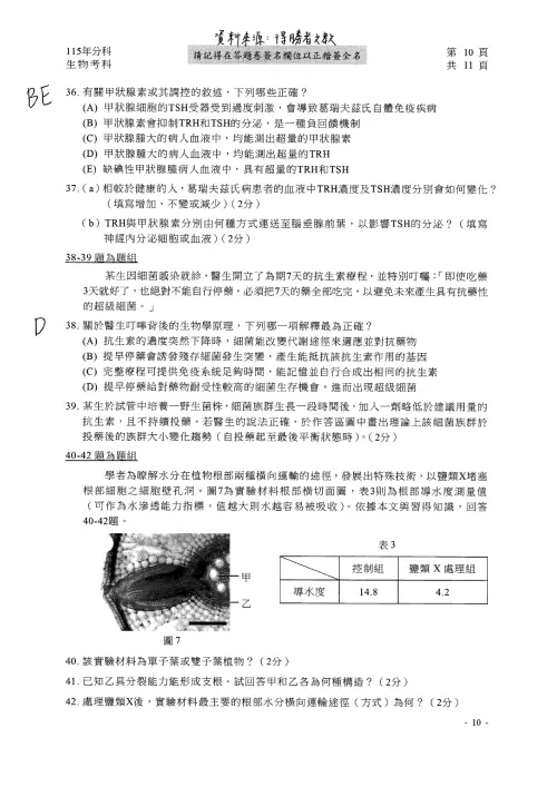 ▲115分科測驗生物參考解答。（圖／得勝者文教提供）