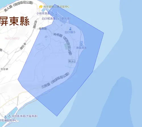 ▲屏東縣琉球鄉7月15日停水範圍。（圖／自來水公司water.gov.tw）