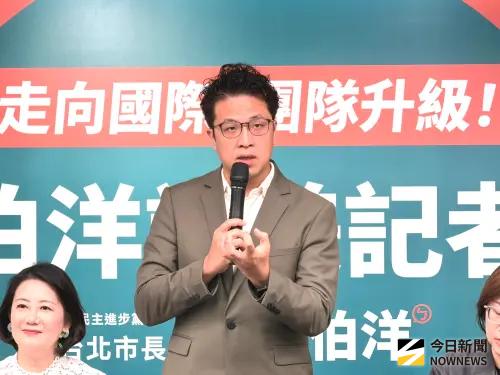 ▲民進黨台北市長參選人沈伯洋召開記者會宣布即將展開訪美行程。（圖／記者嚴俊強攝 ,2026.07.14）