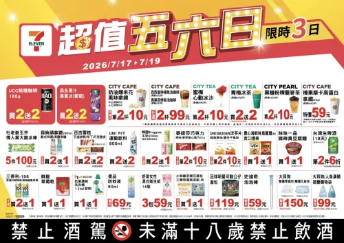 ▲7-11「超值五六日」是7月17日至7月19日。（圖／業者提供）