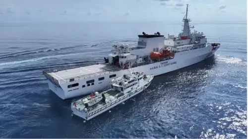 The Coast Guard Administration conducts the "Southern Support No. 8" exercise, simulating a humanitarian assistance and disaster relief (HA/DR) mission in the South China Sea. (CGA)