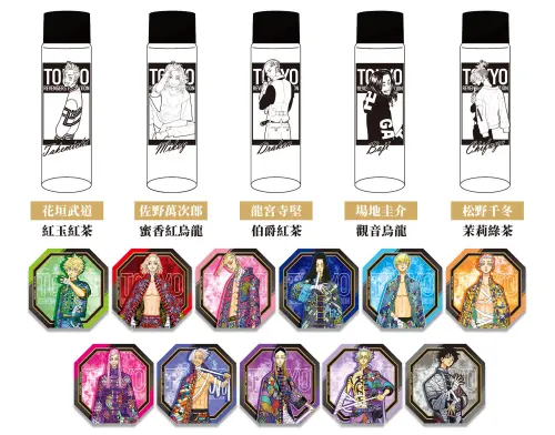 ▲café stand推出5款主題玻璃瓶冷泡茶，購買飲品可隨機獲得角色杯墊。（圖／曼迪傳播提供）