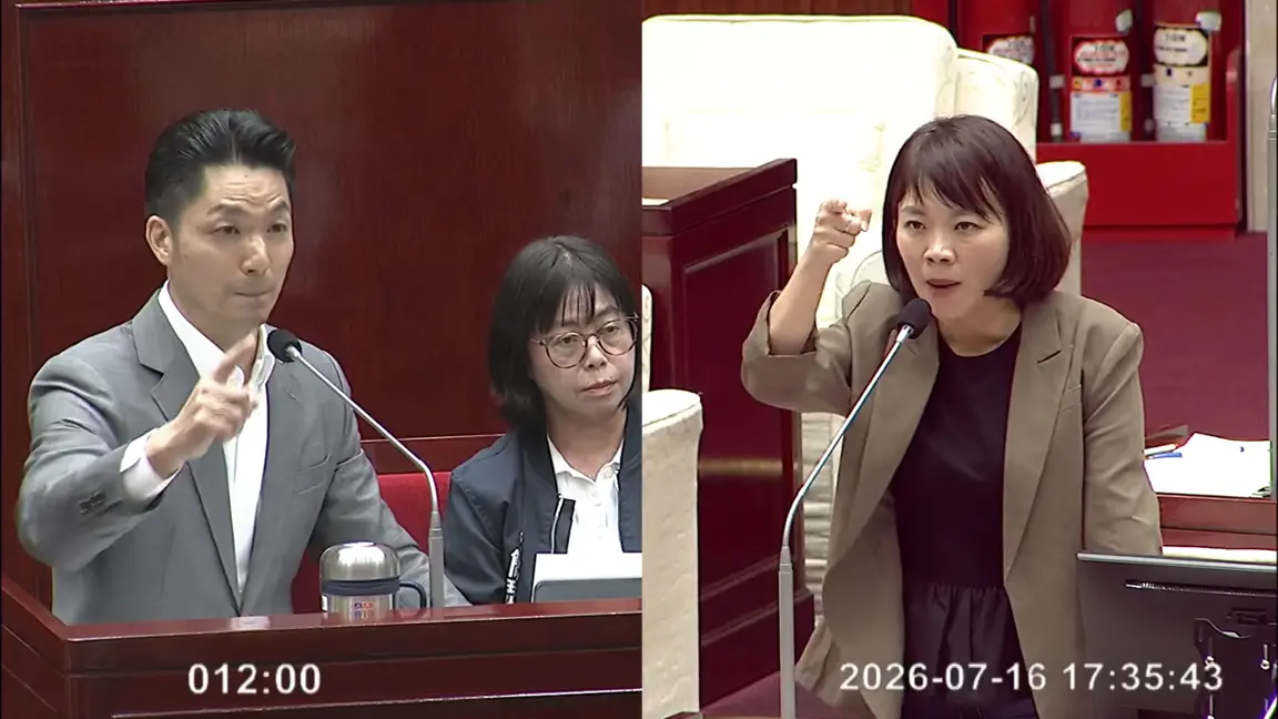 ▲台北市長蔣萬安今和市議員簡舒培為了信義區天價遮陽傘以及索資議題吵得不可開交。（圖／截圖自台北市議會YT）
