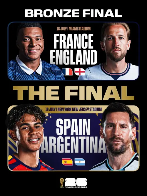 ▲世界盃季軍戰和冠軍戰對戰組合。（圖／翻攝自FIFA World Cup X）