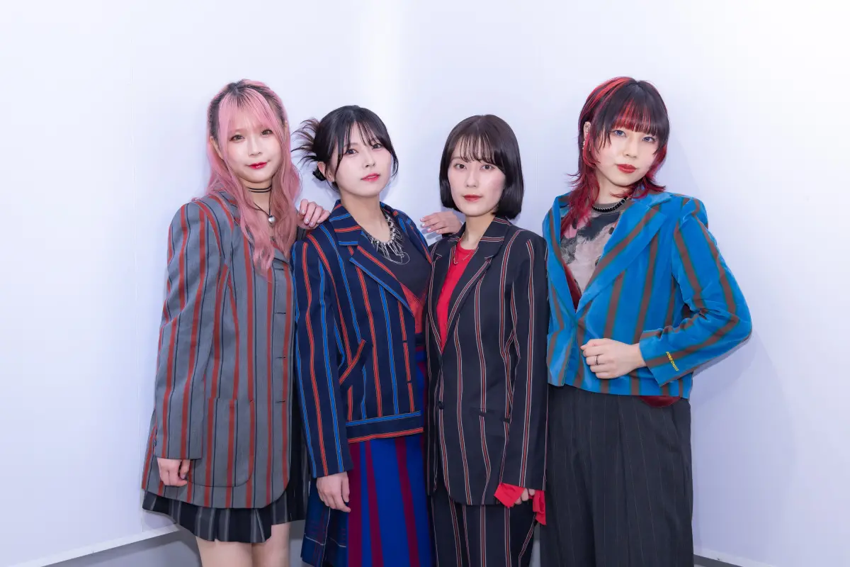 ▲Faulieu.貝斯手Ayano（左起）、主唱兼吉他手Canaco、吉他手Kaho、鼓手Mimori來台開唱，發誓這趟要吃爆雞排、買一堆喉糖回日本才行。（圖 / Amuse）