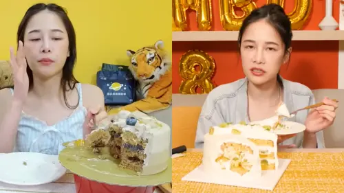 ▲千千過去拍過「蛋糕就是要吃整顆」、「完食30人份蛋糕！一人的慶生獨享5個蛋糕不過分吧」等主題的影片。（圖／翻攝自千千進食中YouTube）