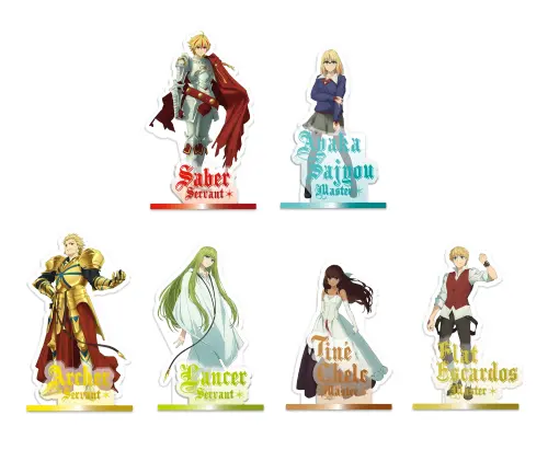 ▲《Fate／strange Fake》壓克力人形立牌，集結Saber、綾香、Archer及緹妮等角色。（圖／曼迪傳播提供）