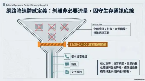 ▲2026年台灣「城鎮韌性（防空）演習」將首度加入「行動網路受阻」演練，由國家通訊傳播委員會（NCC）規劃，並配合國安政策及電信業者共同執行，模擬重大災害或戰時因大量使用、災害漫遊及分級限流造成通訊壅塞的情境。（圖／新北市政府警察局）