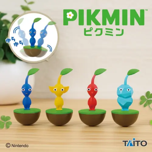▲TAITO推出的《皮克敏》搖擺公仔共有4款，每款高度約7公分，搭配半球形草地台座。（圖／翻攝自TAITO）