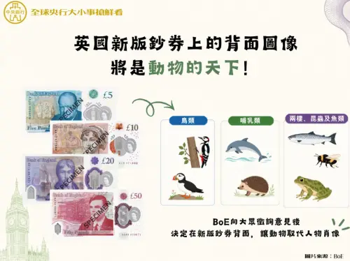 新台幣將改版！搶先看英國新版鈔券背面圖像　將是動物的天下