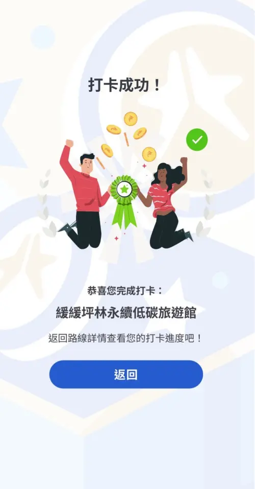 ▲出現此畫面就是打卡成功（圖／新北市觀旅局提供）