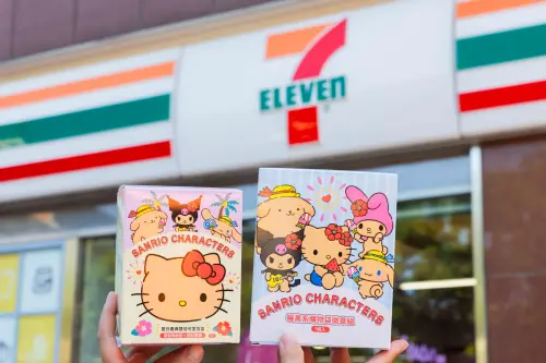 ▲7-11獨家「三麗鷗夏日慶典雙倍可愛盒玩」與「三麗鷗曬黑系購物袋徽章組」。（圖／7-11提供）
