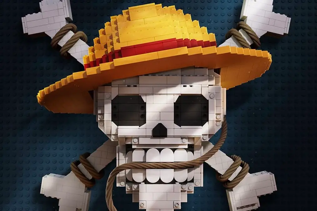 ▲Netflix 公開《LEGO ONE PIECE》首張主視覺，草帽海賊旗以 LEGO 積木打造，動畫將於9月29日全球上線。（圖／翻攝自 Netflix）
