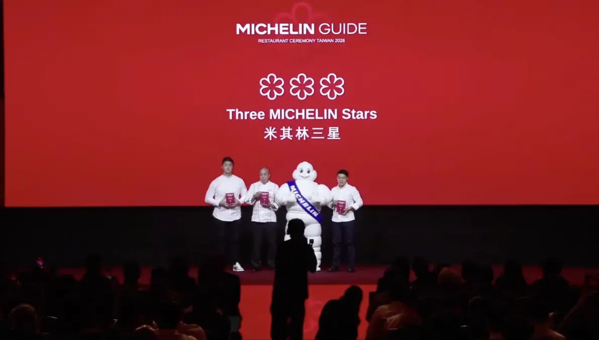 ▲頤宮、態芮、JL Studio蟬聯三星！2026臺灣米其林完整名單一次看，今年共有9家二星、49家一星餐廳。（圖／截自米其林指南YouTube直播）