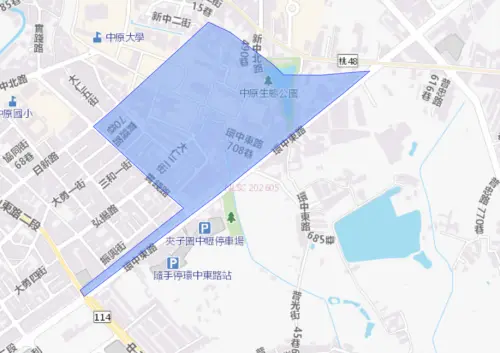 ▲桃園市中壢區7月23日停水範圍。（圖／自來水公司water.gov.tw）