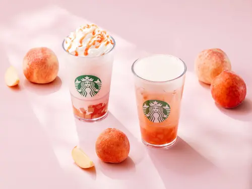 ▲台灣星巴克開喝「蜜桃吉利星冰樂」、「蜜桃吉利烏龍青茶」新品。（圖／星巴克starbucks.com.tw）